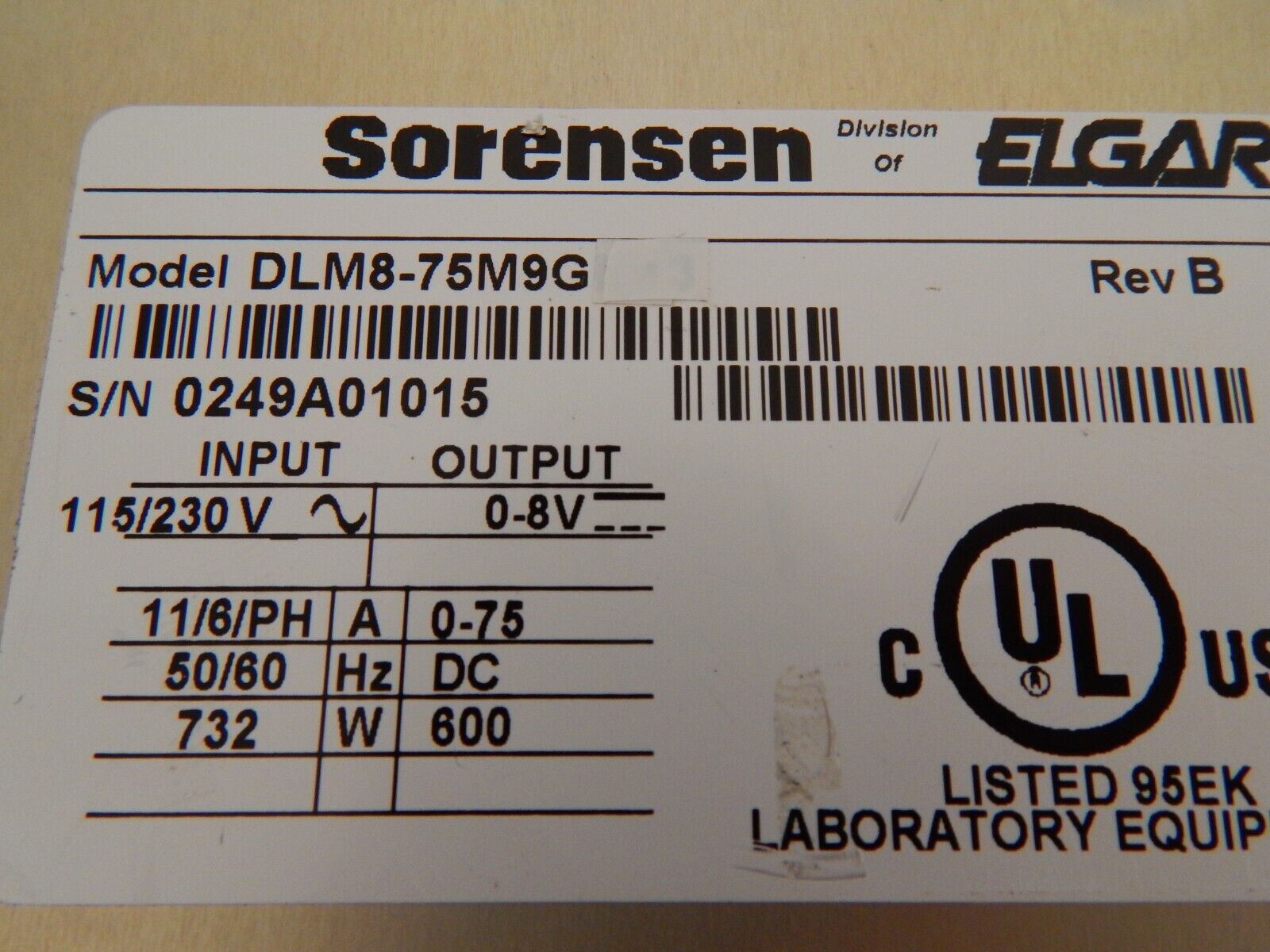 Sorensen DLM8-75M9G GPIB DC Power Supply 30 Day Warranty, Sorensen DLM8-75M9G GPIB DC Power Supply 30 Day Warranty,